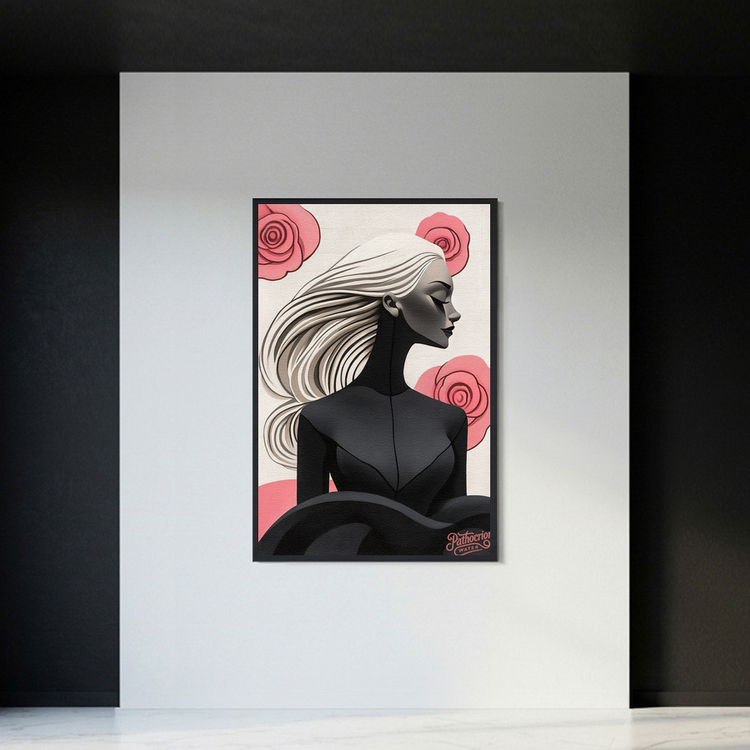 [작품 이름] 장미와 어둠 사이 그림 액자 팝아트 인테리어소품 여자그림 장미그림 모던아트 거실인테리어 대형액자 이미지