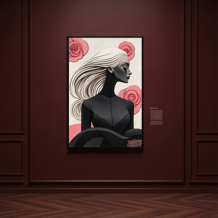 [작품 이름] 장미와 어둠 사이 그림 액자 팝아트 인테리어소품 여자그림 장미그림 모던아트 거실인테리어 대형액자 이미지