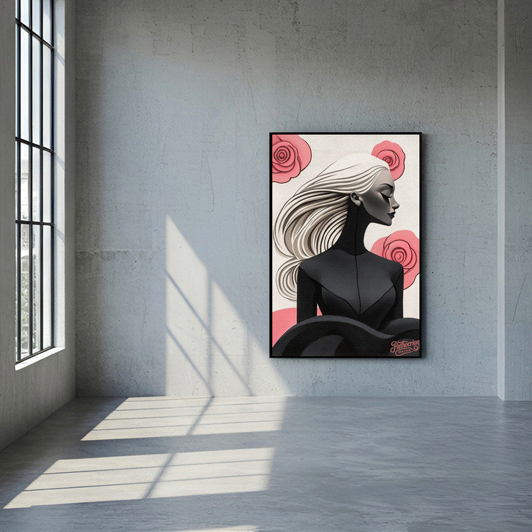 [작품 이름] 장미와 어둠 사이 그림 액자 팝아트 인테리어소품 여자그림 장미그림 모던아트 거실인테리어 대형액자 이미지