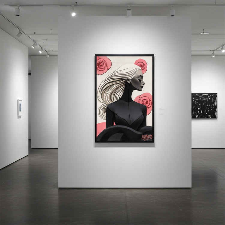 [작품 이름] 장미와 어둠 사이 그림 액자 팝아트 인테리어소품 여자그림 장미그림 모던아트 거실인테리어 대형액자 이미지