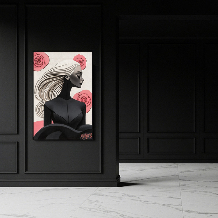[작품 이름] 장미와 어둠 사이 그림 액자 팝아트 인테리어소품 여자그림 장미그림 모던아트 거실인테리어 대형액자 이미지