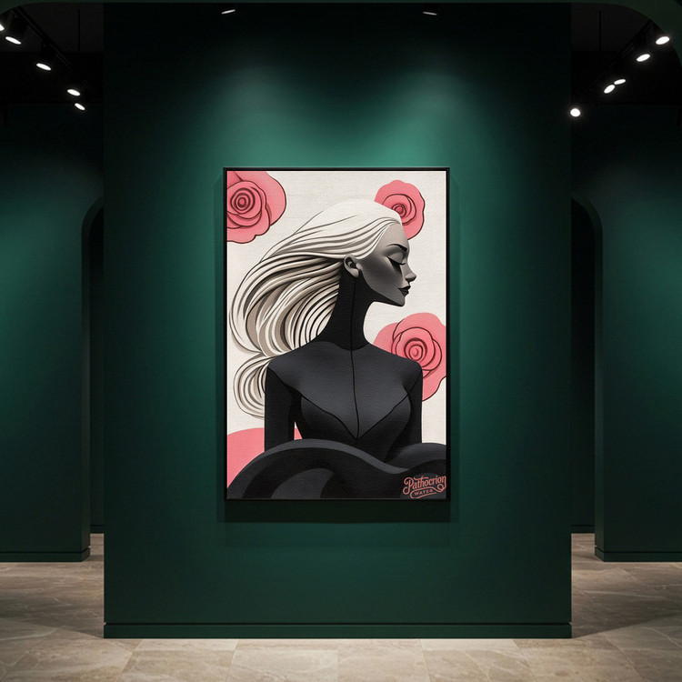 [작품 이름] 장미와 어둠 사이 그림 액자 팝아트 인테리어소품 여자그림 장미그림 모던아트 거실인테리어 대형액자 이미지