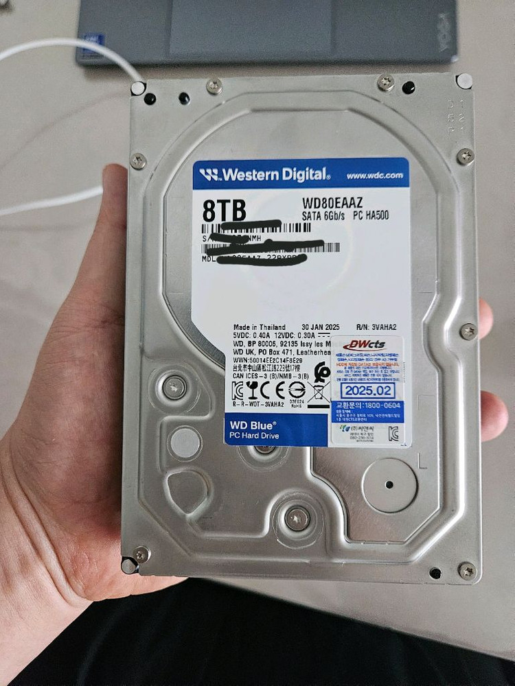 하드디스크 wd blue hdd 8TB 국내정품 이미지