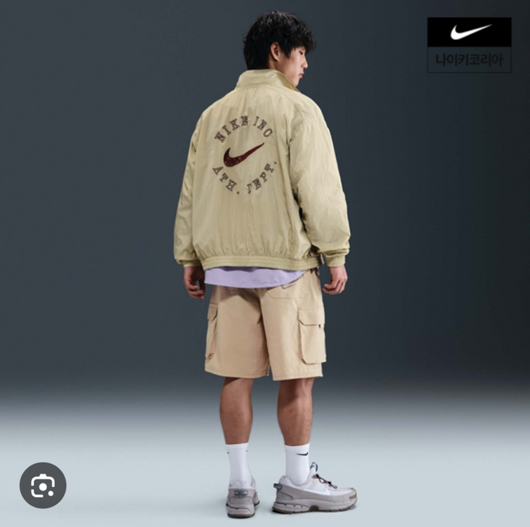 새상품) Nike 나이키 베이지 퍼플 카고 반바지 밴딩팬츠 S 스케이트보드 농구 스포츠웨어 운동복 이미지