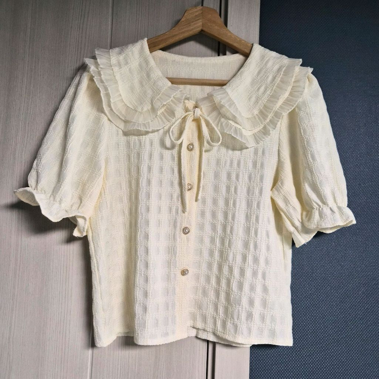 [새상품] 러블리 빅카라 프릴 블라우스 이미지