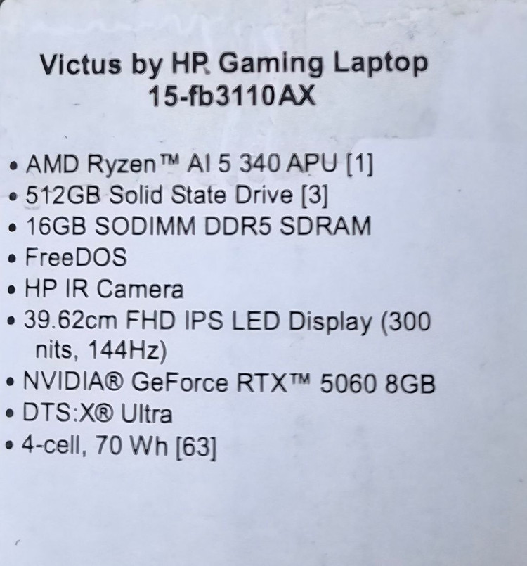 [단순개봉]HP 빅터스15 RTX5060 게이밍노트북 판매합니다 이미지