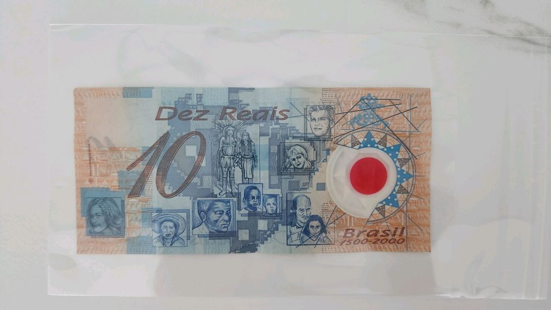 브라질 500주년 기념 은행권 10헤알 희귀 폴리머 지폐 이미지