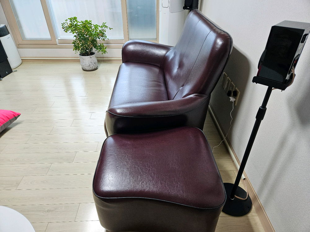 천연 가죽소파 (2인+스툴) 이미지