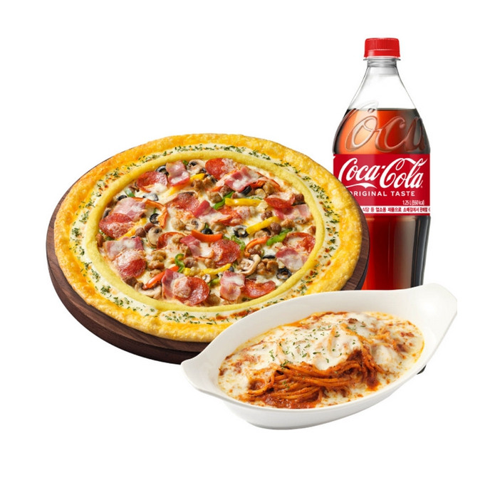 피자헛 수퍼슈프림 리치골드 L+리치치즈파스타+콜라 1.25L(포장전용) 팝니다 이미지
