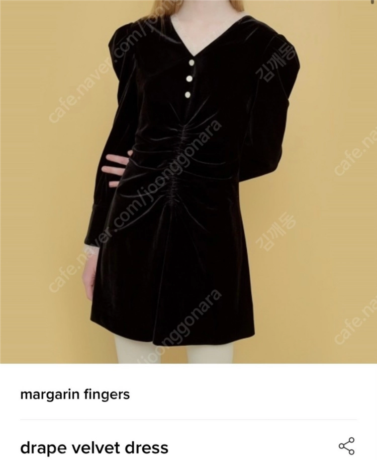 마린핑거스 드레이프 벨벳 원피스 이미지