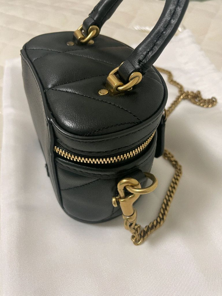 Coach 코치 블랙 퀼팅 가죽 미니 트레일 크로스바디 백 이미지