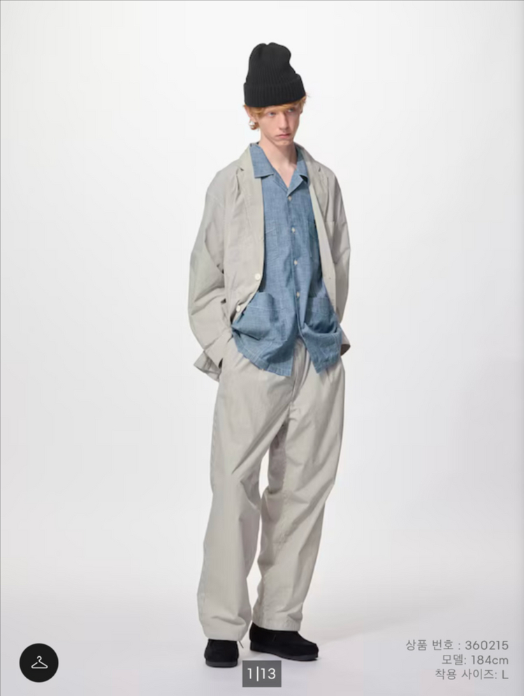 [3XL/셋업일괄] GU 엔지니어드 가먼츠 코드레인 재킷 이지 팬츠 라이트그레이 이미지