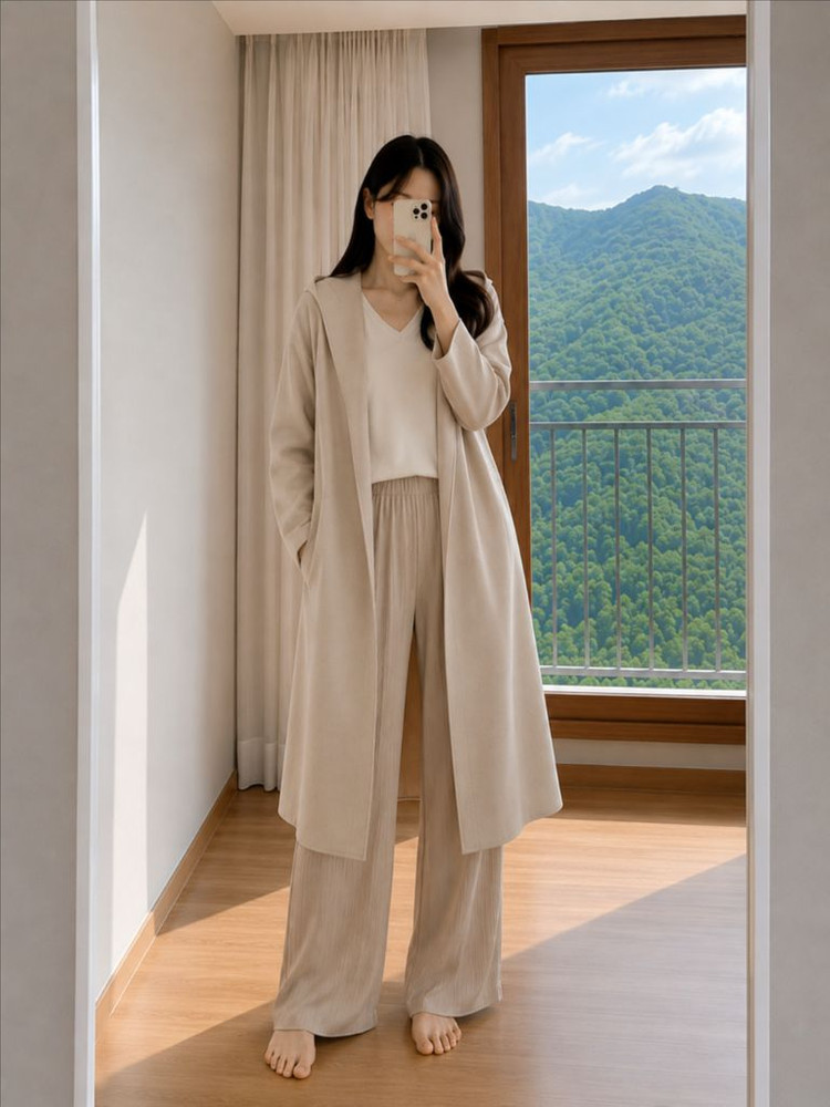 잇미샤 캐시미어 블렌디드 후드 핸드메이드 코트 판매 이미지