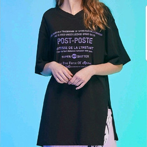 한섬 시스템 사선슬릿 롱티셔츠 반팔 이미지