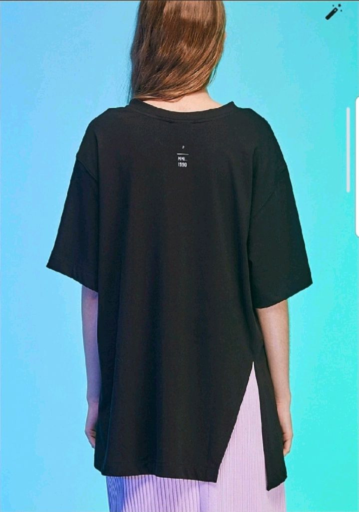 한섬 시스템 사선슬릿 롱티셔츠 반팔 이미지
