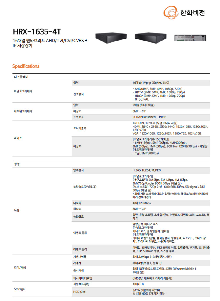 HRX-1635-4T DVR 녹화기 이미지