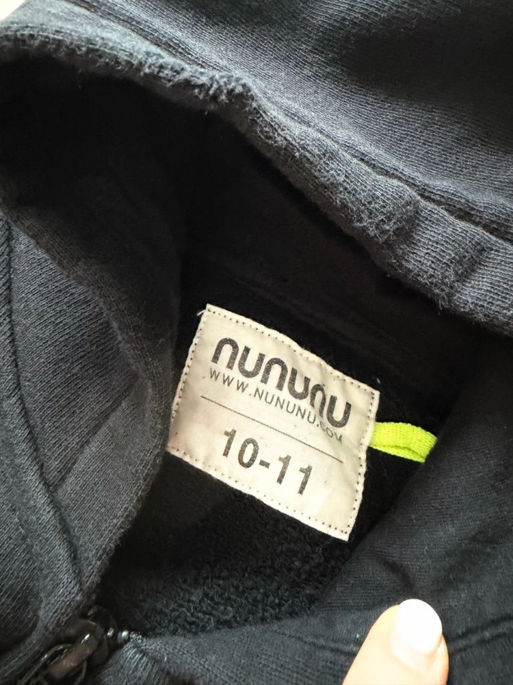 nununu 누누누 롱 후드 집업 10-11세 블랙 이미지