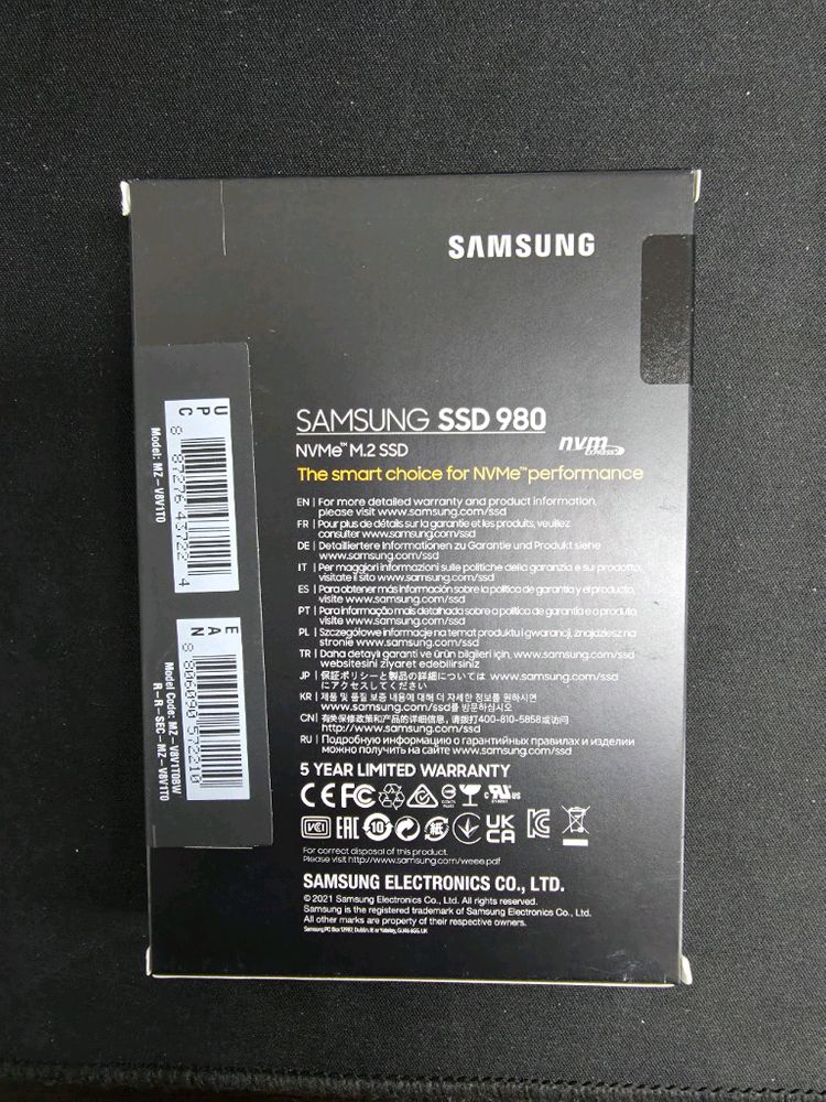 [미개봉 새상품] 삼성전자 SSD 980 NVMe M.2 1TB 이미지