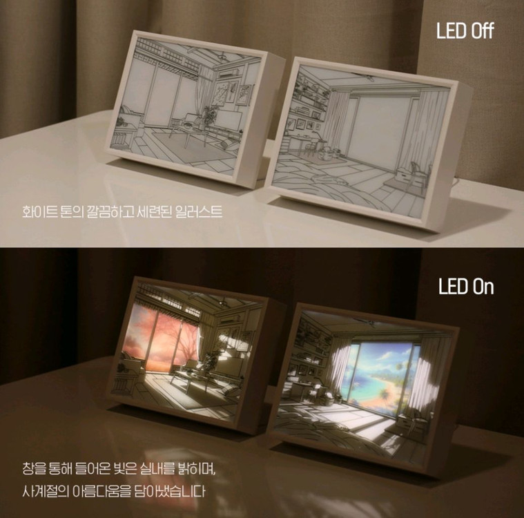 라인트 선샤인 LED 그림 액자 무드등 조명 이미지