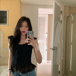 르플레인 루비 블라우스 s 블랙 ruby blouse 이미지