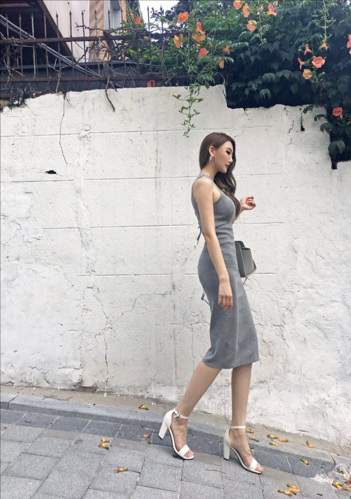 백리스 백스트랩 니트 나시 롱원피스 이미지