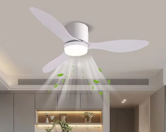 북유럽 미니멀 디자인 천장 실링팬 LED 조명 팬 화이트 105cm 팝니다. 이미지