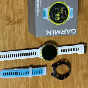 가민 포러너570 러닝 GPS스마트워치 화이트스톤/앰프 옐로우, 47mm 이미지