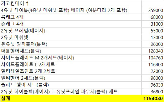 카고컨테이너 igt 테이블 이미지