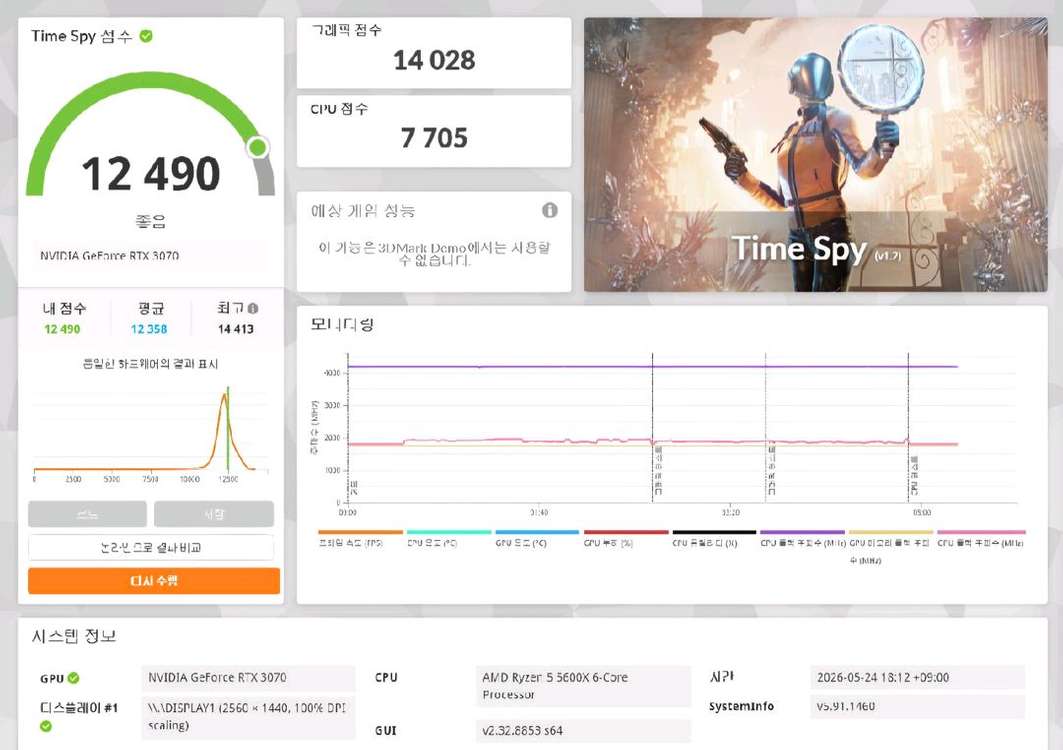 라이젠 5600x + 3070 + 32G 고성능 게이밍 PC 이미지
