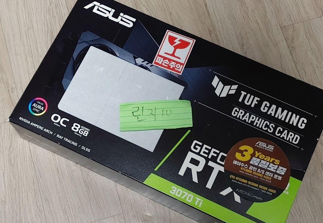 ASUS TUF Gaming 지포스 RTX 3070 Ti O8G OC D6X 8GB 풀박스 팝니다 이미지