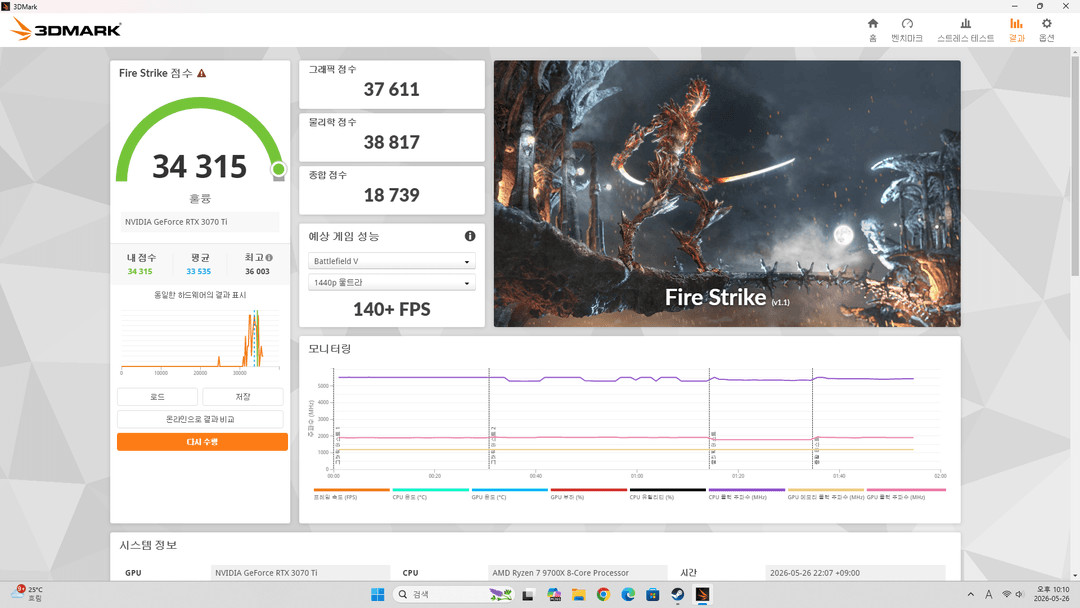 ASUS TUF Gaming 지포스 RTX 3070 Ti O8G OC D6X 8GB 풀박스 팝니다 이미지