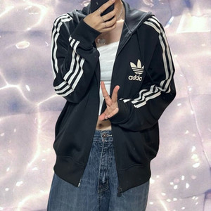 00s 아디다스 플락 후드 집업 져지 블랙 95 이미지