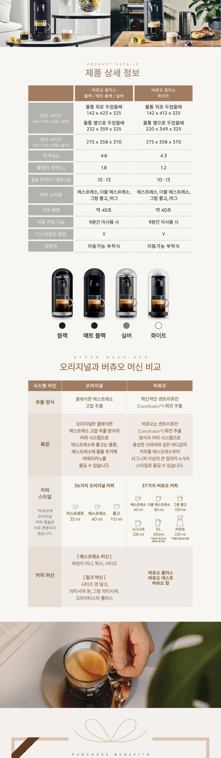 네스프레소 버츄오 플러스 블랙 캡슐 커피머신 판매 이미지