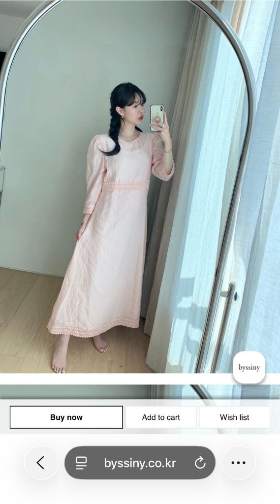 오늘만)바이씨니 레이스도트 원피스 핑크 이미지