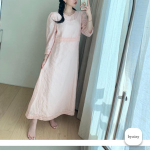 오늘만)바이씨니 레이스도트 원피스 핑크 이미지