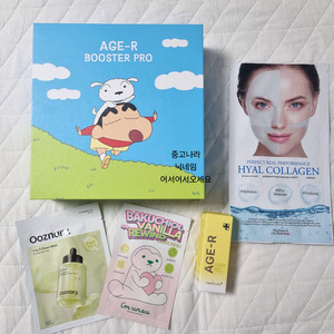 미개봉 메디큐브 에이지알 부스터프로 짱구+글루타치온 글로우앰플 50ml+마스크팩3종 새상품 피부마사지기 이미지