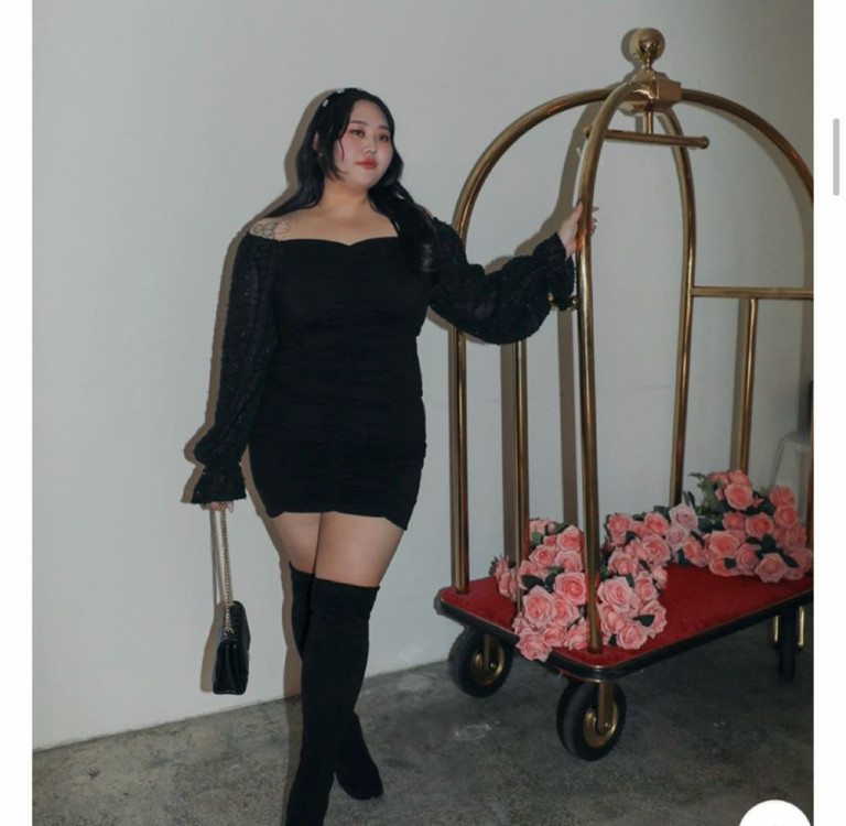 오프숄더 미니 원피스 빅사이즈 이미지