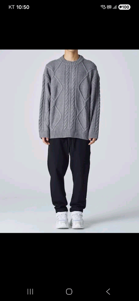 준지 18fw 송중기 케이블 니트 그래이 이미지