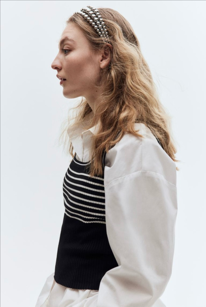 H&M 스트라이프 크롭 베스트 이미지