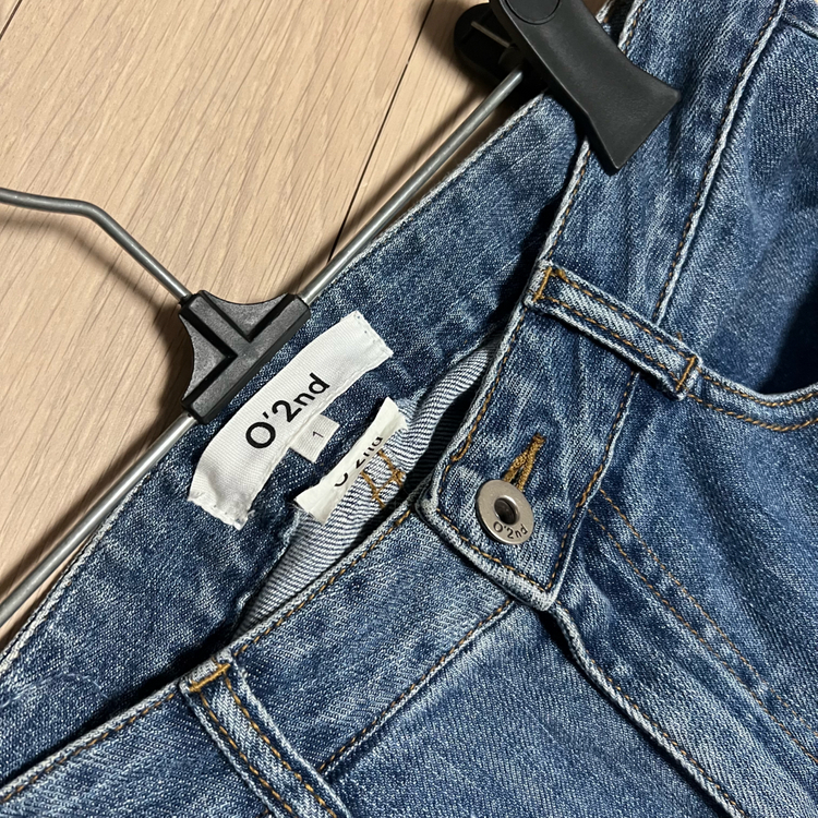 한섬 오즈세컨 O2nd 진주 데님 팬츠 워싱 언발 청바지 중청 진 봄여름 이미지