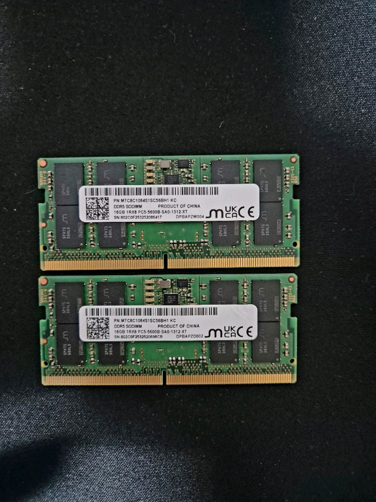 노트북 램 (마이크론) DDR5 5600 32GB(16GB*2)(신품급) 이미지
