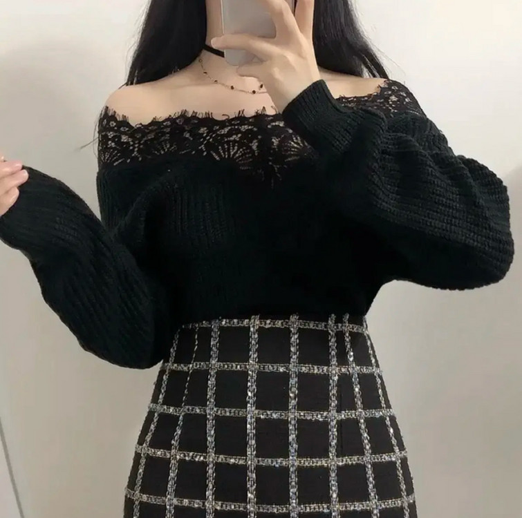 청순섹시 레이스 니트 이미지