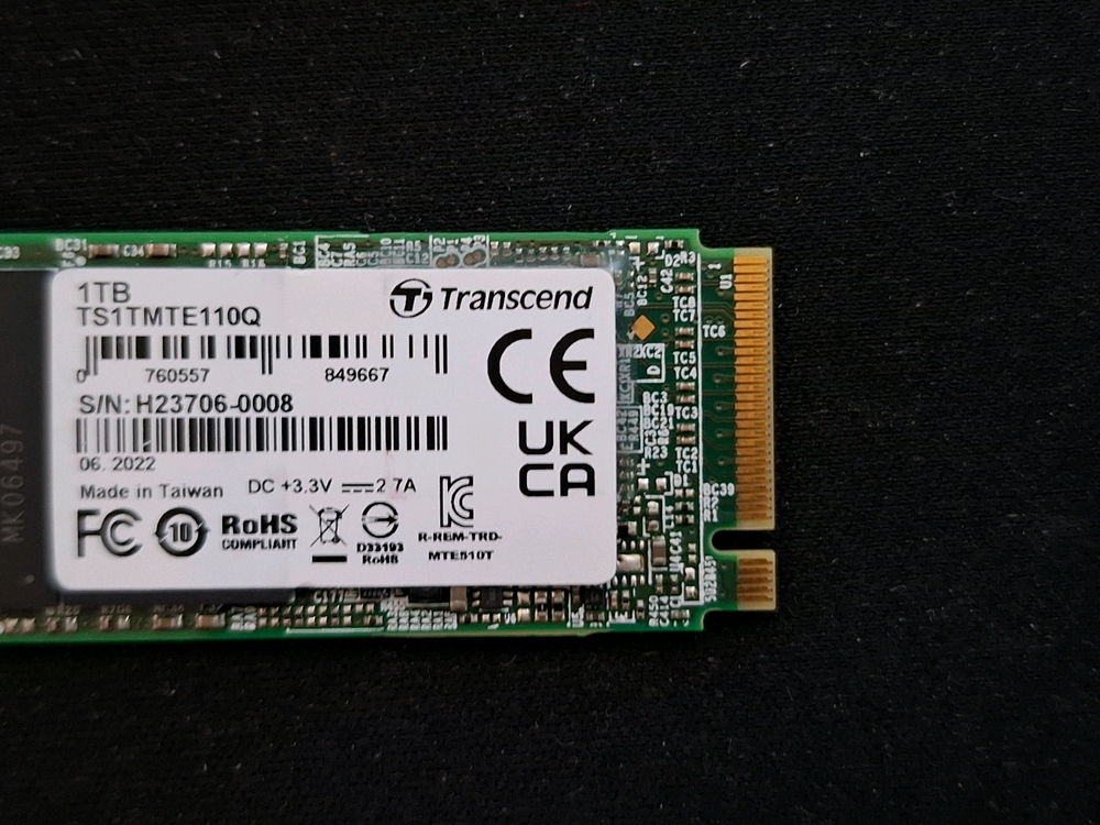 컴퓨터 저장장치 트랜센드 TS1TMTE110Q M.2 NVME SSD 1TB 이미지
