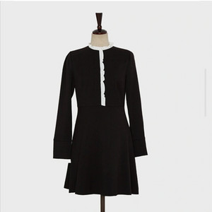 미쏘 mixxo 프릴 진주 커프스 긴팔 원피스 A라인 플레어 블랙 하객룩 새상품 이미지