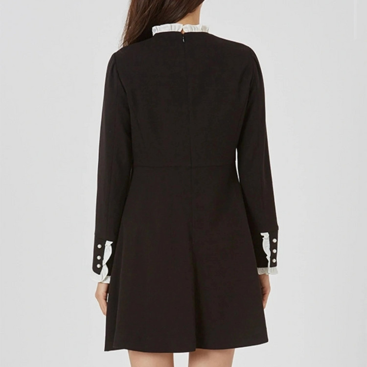 미쏘 mixxo 프릴 진주 커프스 긴팔 원피스 A라인 플레어 블랙 하객룩 새상품 이미지