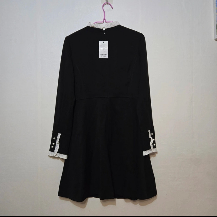 미쏘 mixxo 프릴 진주 커프스 긴팔 원피스 A라인 플레어 블랙 하객룩 새상품 이미지