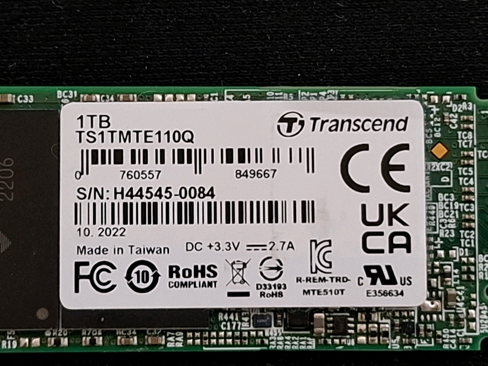 컴퓨터 저장장치 트랜센드 TS1TMTE110Q M.2 NVME SSD 1TB 이미지