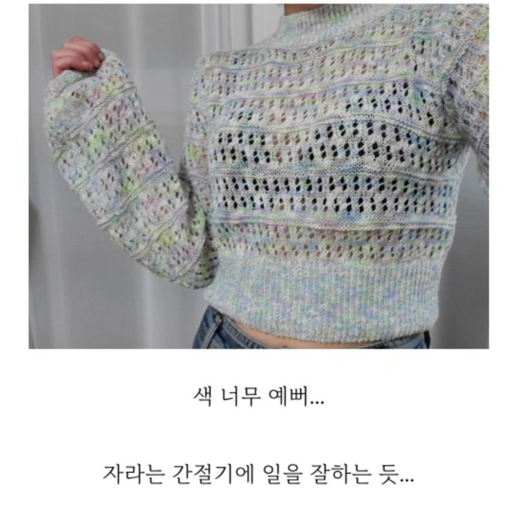 자라 zara 크롭 그물 니트 S사이즈 솜사탕 시스루 크로셰 긴팔 롱슬리브 여름니트 휴양지 이미지