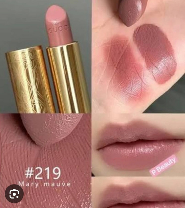 구찌 gucci 루즈 레브르 새틴 219 메리 모브 새상품 선물용 뉴트럴 누드톤 핑크 y2k 립스틱 이미지