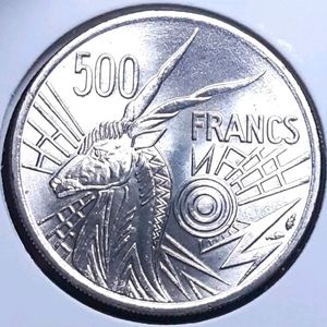 희귀 중앙아프리카연합 완전미사용 1976년 500프랑.주화 화폐 동전 이미지